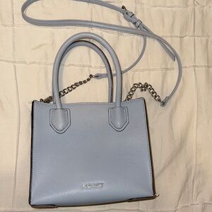 Nine West Powder Blue Pebbled Satchel with Chain Strap
